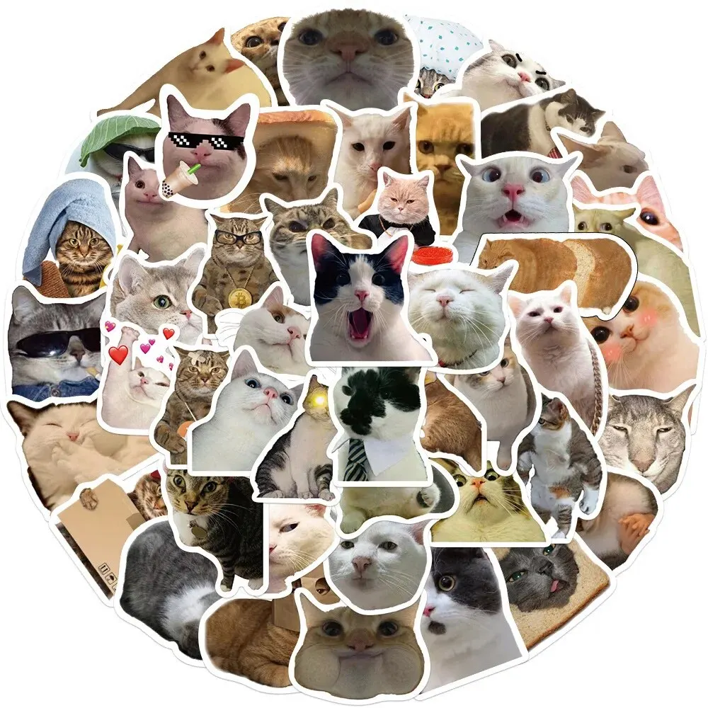 50pcs Waterproof Cat Stickers – Creative Stationery & Decoration Set