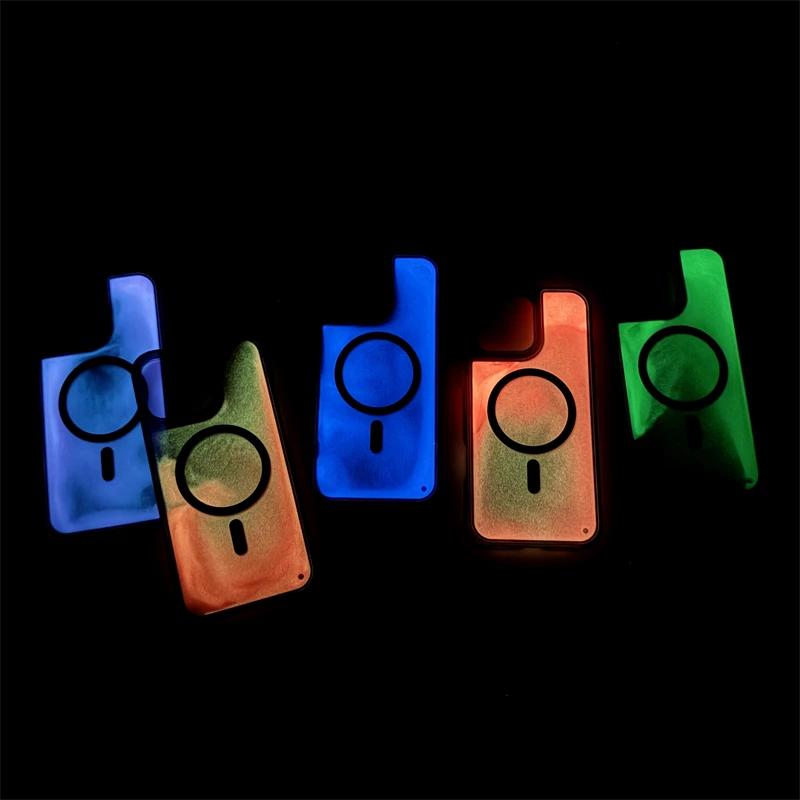 Étui magnétique fluide de sable mouvant liquide lumineux de veilleuse pour Magsafe IPhone 16 15 14 13 Pro Max Plus I16 Mag housse de téléphone sûre