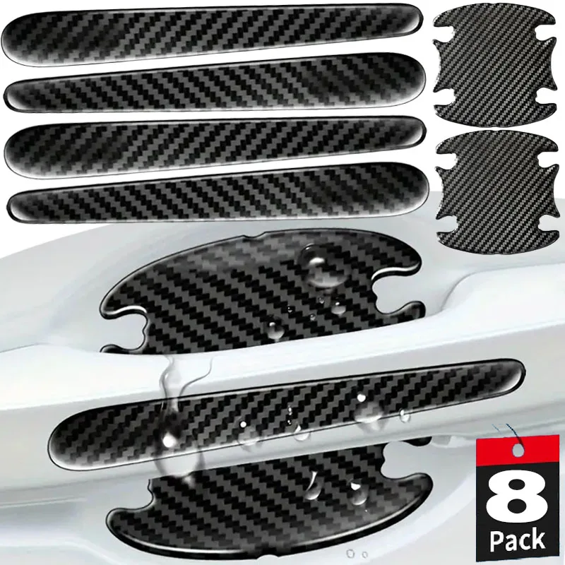 Carbon Fiber Car Door Handle Bowl Scratch Protective Stickers Protector Cars Sticker Car Handle Anti-collision Protection Strip