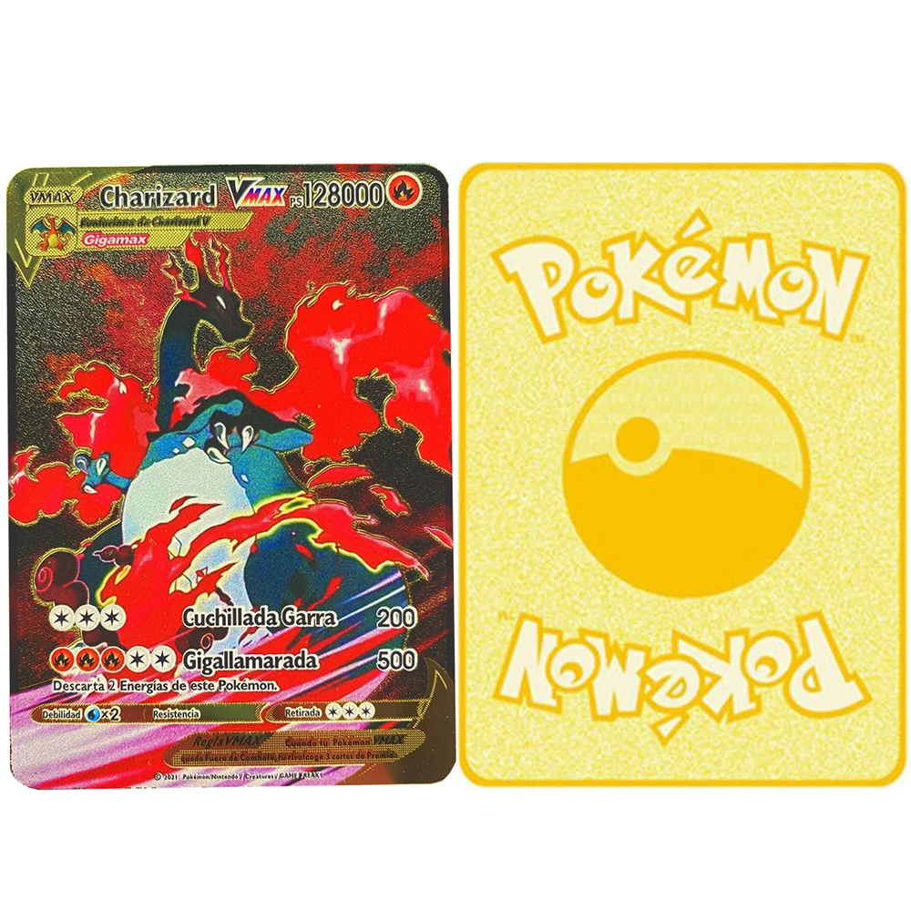 10000Point Español Cartas Pokemon Metal Gold Card Box Golden