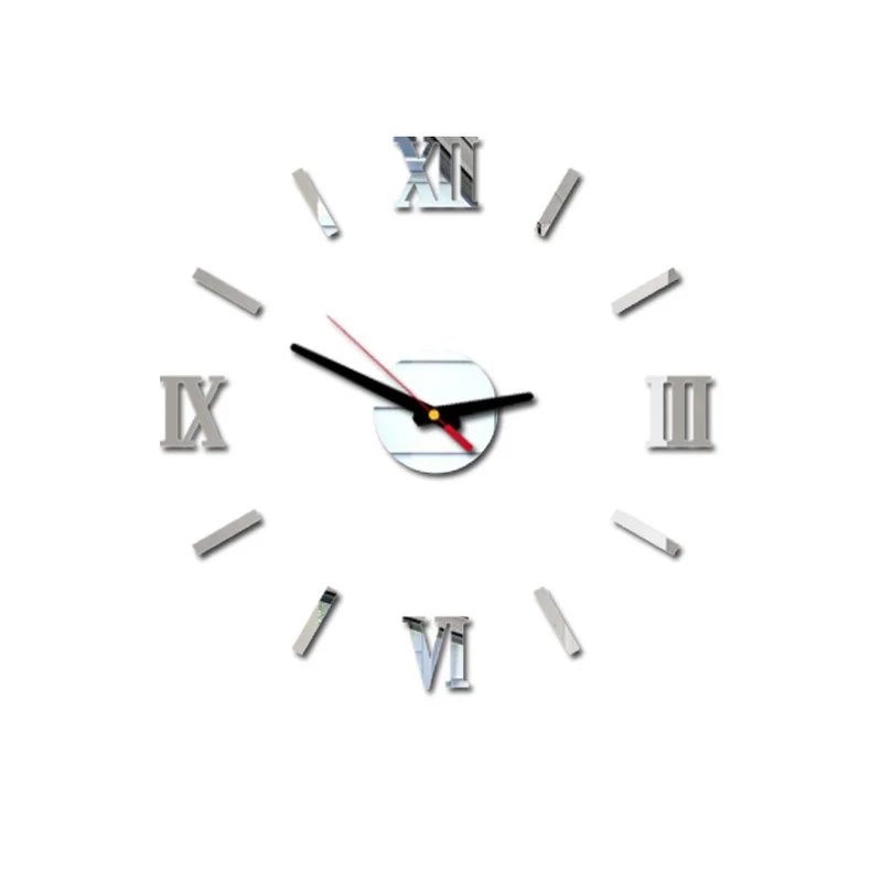 Modern DIY Interior Roman Wall Clock 3D Sticker Home Decor Mirror Effect Room Sticker 3D Wall Mirror Stickers For Kids Rooms
