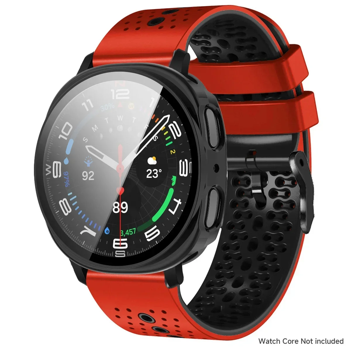 Two-Tone Silicone Strap with Glass Protective Case and Tempered Film