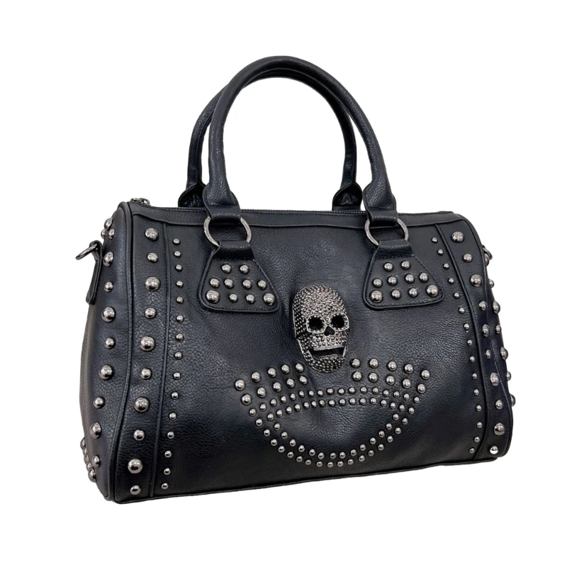 Fashion Shoulder Bag Crossbody Bag for Girl Teen Handbag Skull Punk Bag Versatile Rivet Bag Large Capacity Bag