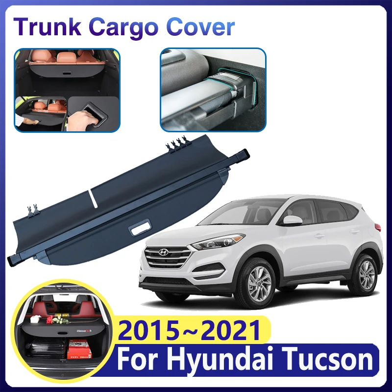 Kofferraum vorhang für Hyundai Tucson l Zubehör nx4 Auto Heckklappen vorhang  Heck koffer Fracht abdeckungen Zubehör - AliExpress