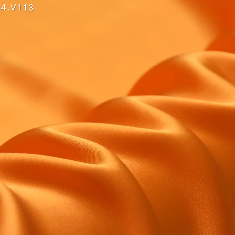 100% silk satin fabric multicolor yellow solid dye luxury chinese Canary orange heavy real silk DIY vegan double sided