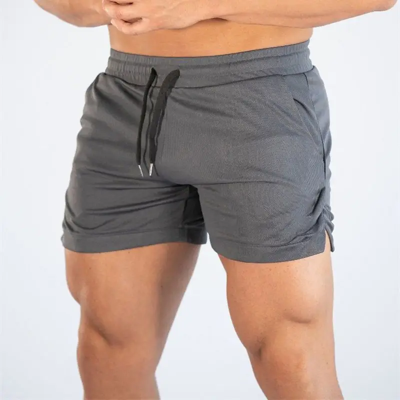 Summer New Beach Casual Men's Shorts Mesh Quick Dried Sports Pants Solid Color Running Exercise Triad Pants