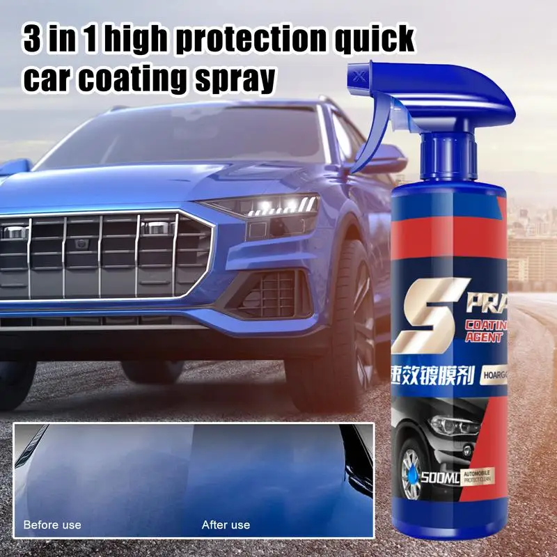 500ml Quick Coating Spray 3 In 1 High Protection Waterless Car Wash Ceramic Spray nano crystal plating agent For Cars Motorcycle spray gun