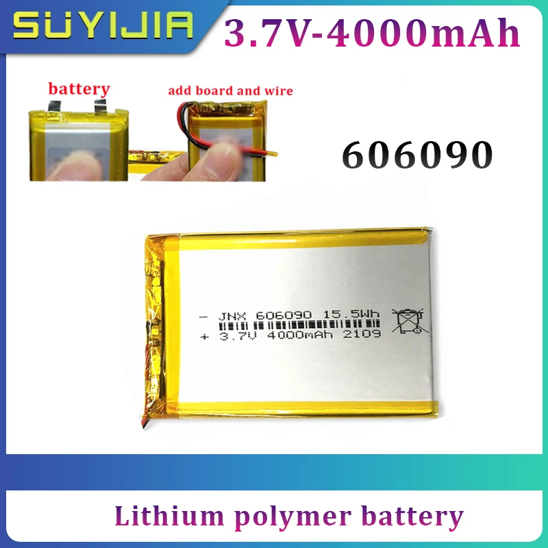 

3.7V Polymer Lithium Battery Large Capacity 606090 4000mAh Suitable for Power Bank Solar Street Lamp Spare Battery Free Shipping