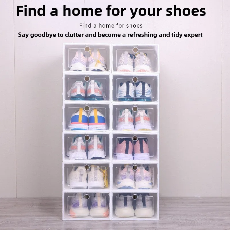 Basketball shoe box transparent storage box plastic thickened dustproof and moisture-proof shoe rack storage