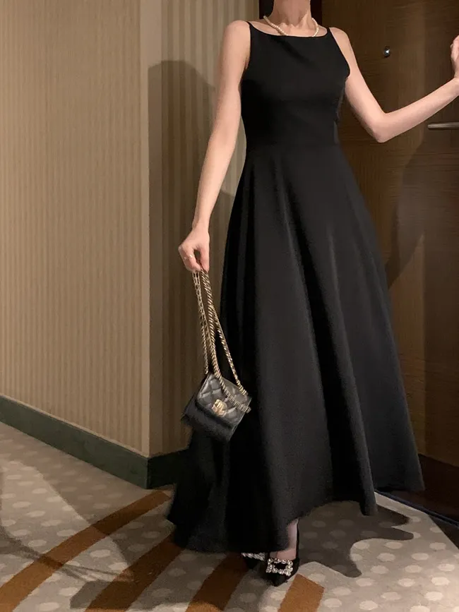 Elegant Solid Long Dresses for Women Wedding Evening Party Dress Sleeveless Casual A-line Summer Korean One Piece Vestido Mujer