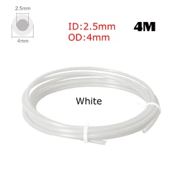 High-Precision 2.5mm ID x 4mm OD PTFE Tube for Direct Drive Extruder 3D Printers (White 4 meter)
