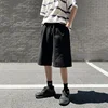 Summer New Y2K Solid Color Cotton Loose Men's Sports Pants Shorts Street Wear Simple Drawstring Straight Casual Shorts Male 3
