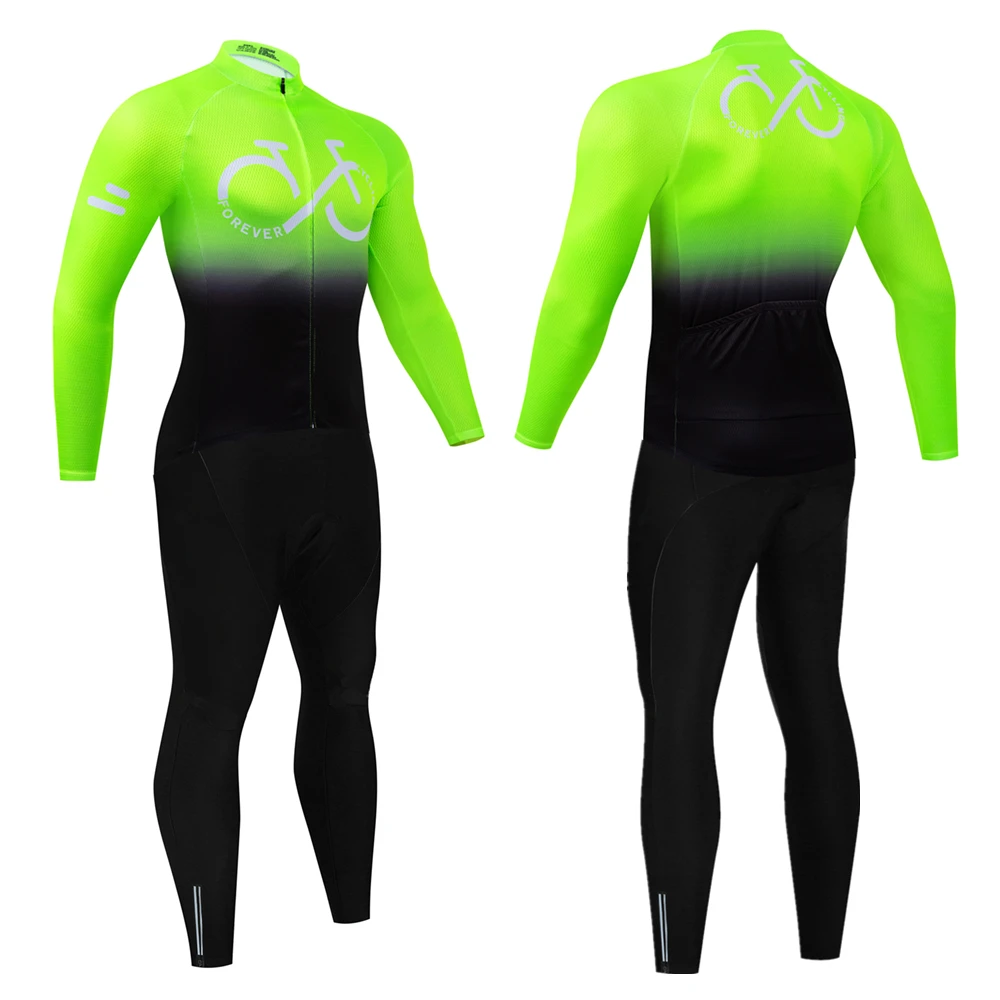 Description Picture 6 of item2025 Thermal Fleece Cycling Jersey Set Winter Long Sleeve Men Cycling Set Bicycle Clothing Spring MBT Breathable Bike Clothes