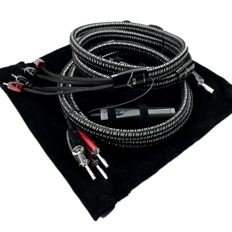 K2 Speaker Cable Banana Plug Solid PPS Silver Bi-wire HiFi Audio Line Y Spade Connector