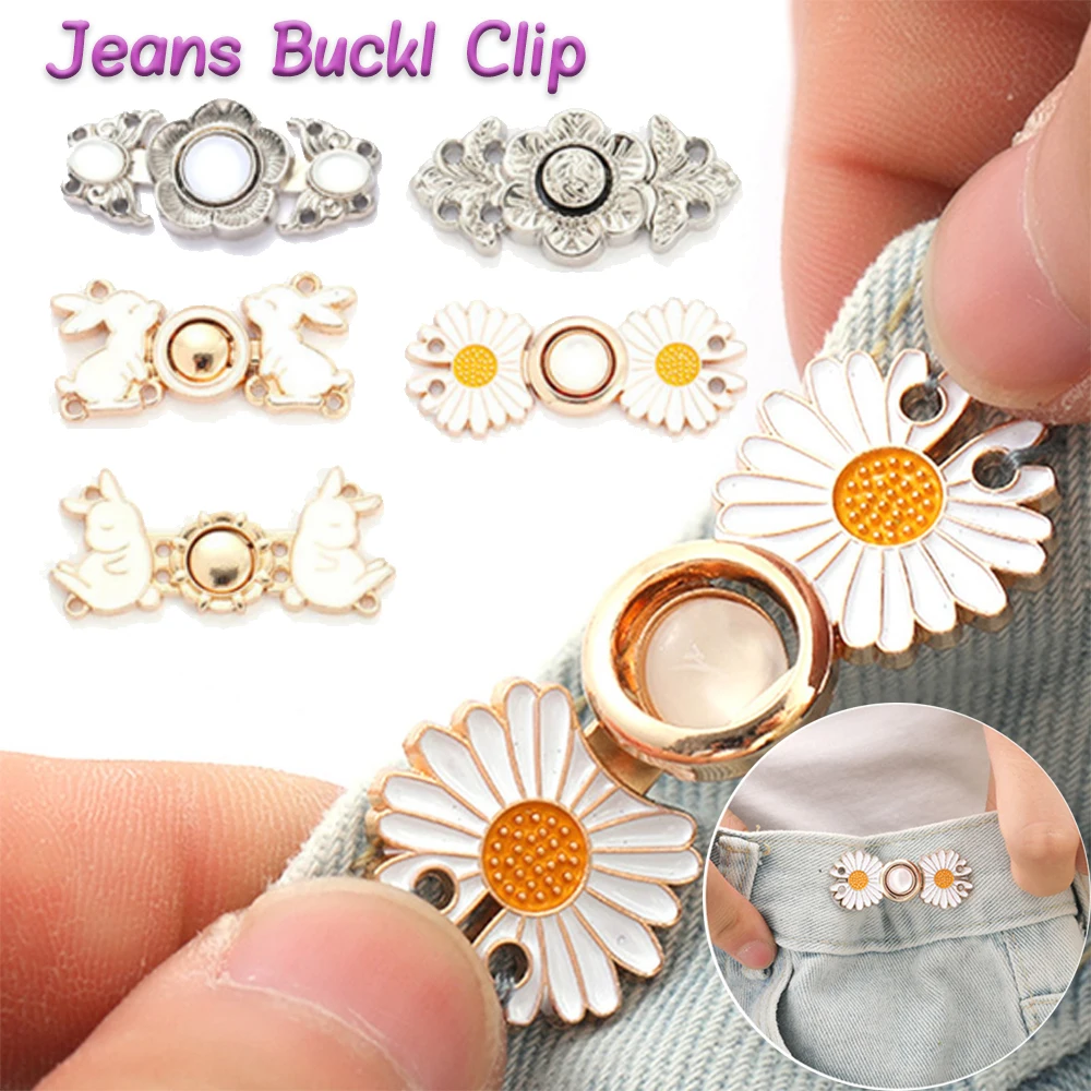 Waist Adjustment Fashion Button Adjustable Flower Jean Button Pin Pant