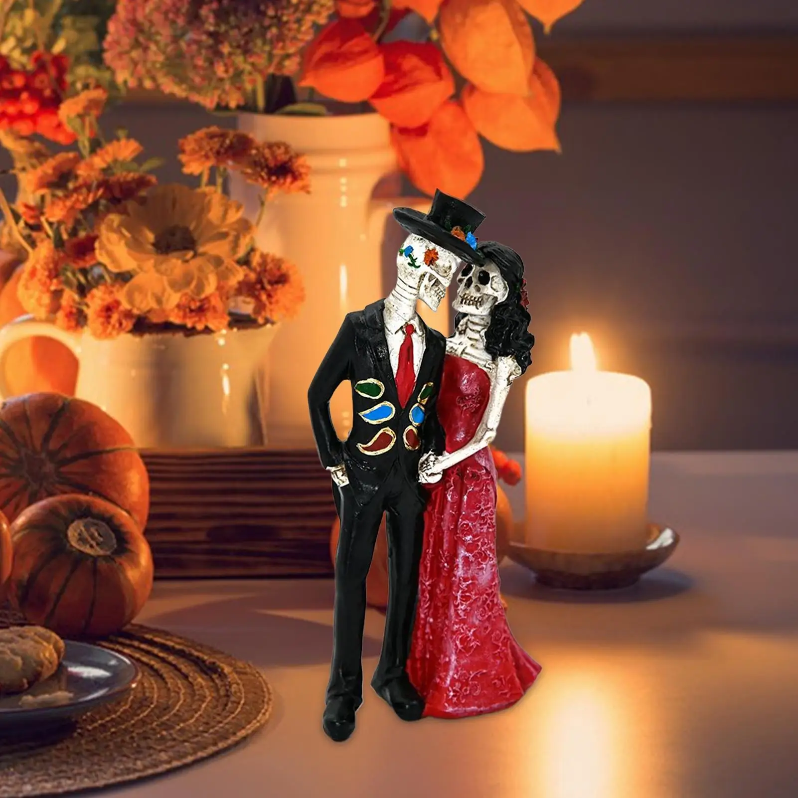 Skeleton Decor Gothic Resin Skulls Sculpture Skeleton Bride And Groom Sculpture For Holiday Garden Backyard Pond Yard Porch Home