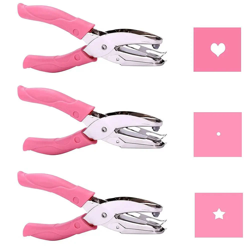 카와이 고무 슬리브 스타 하트 홀 펀치, 스테인레스 스틸 라운드 홀 펀치, 종이 스크랩북 DIY 공예 모양 커터, 핫세일 