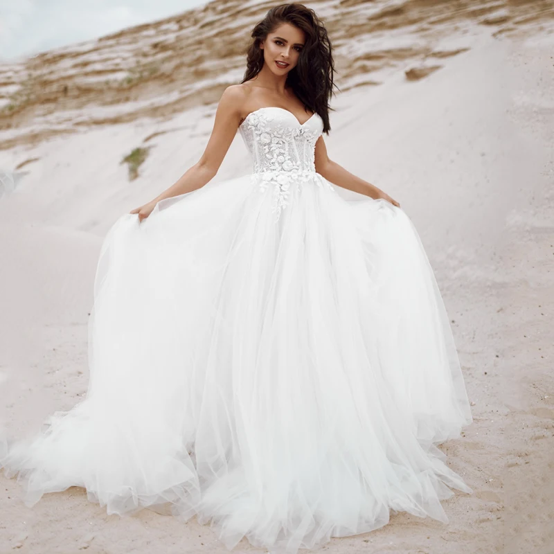 Sweetheart Appliques Lace Wedding Dress Bridal Gown