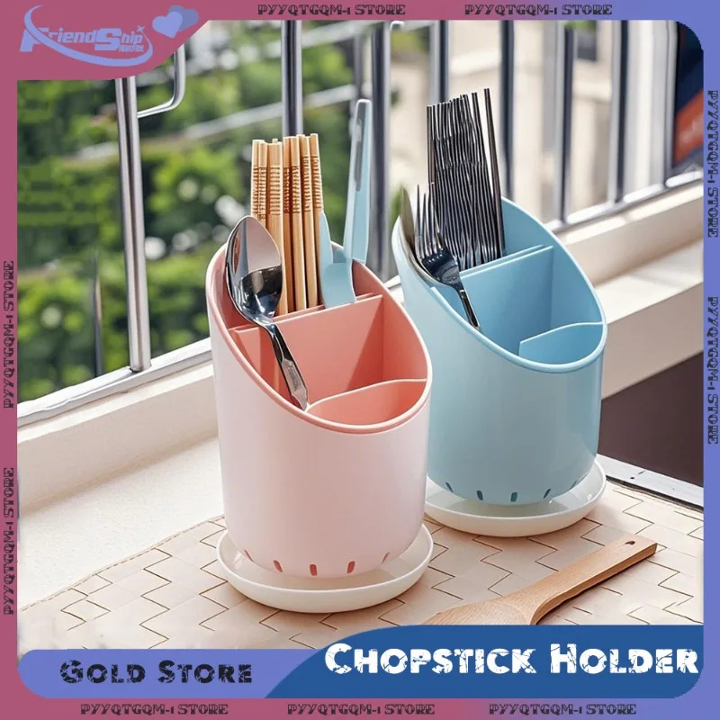 Space Saving Chopstick Holder Detachable Drainage Hole with Tray Kitchen Tableware Storage Rack Organizer Home Countertop Use