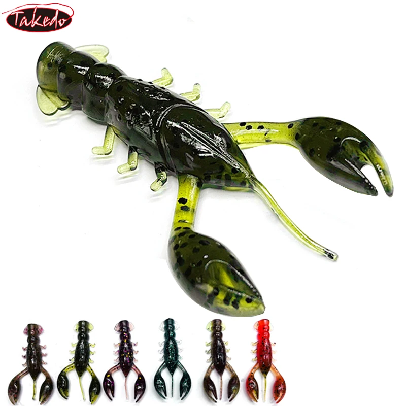 TAKEDO 5PCS 6CM 4G Künstliche Hummer Köder TPR Angeln Lockt Schwimmende Weiche Köder Garnelen Köder Für Tilapia Snakehead mandarin Fisch