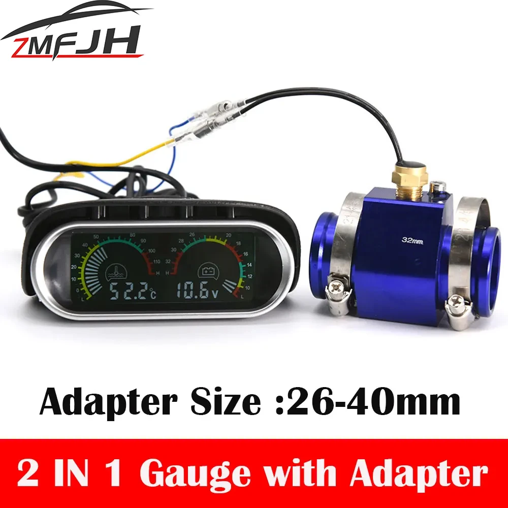 2 In 1 LCD Digital Car Truck Water Temp Gauge 1/8 NPT Temperature Sensor + Voltmeter Volt Voltage Meter 12V 24V led voltmeter,automobile gauge,temperature sensor,lcd gauge voltmeter,motorcycle temperature gauge,digital temperature gauge,water temperature gauge