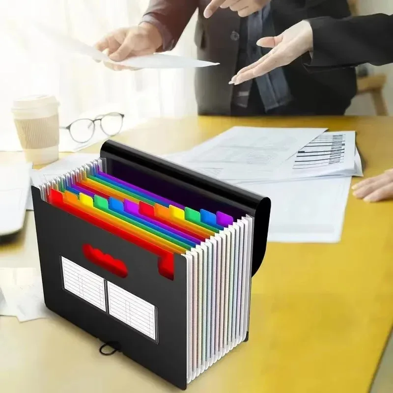 Organizzatore di file espandibile colorato - Cartella per fisarmonica con 13/25/37 tasche, portatile per fatture, ricevute e documenti - immagine 3
