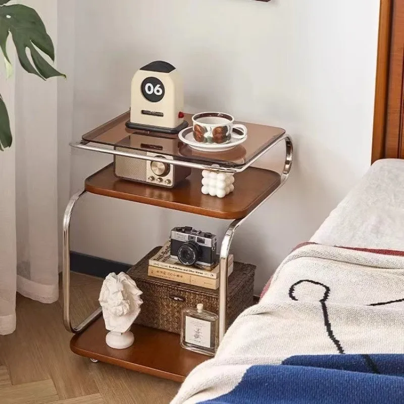 Home Side Carts With Wheels Living Room Antique Sofa Coffee Table Corner Nordic Mobile Dining Car Storage