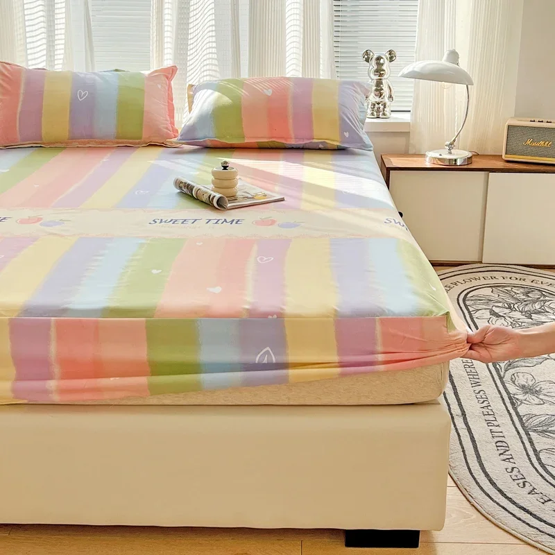 Rainbow Cartoon Mattress Covers Soft & Comfy Fitted Sheets Set with Elastic Bedding Cover for Bedroom, Guest Room, Dorm Decor 2