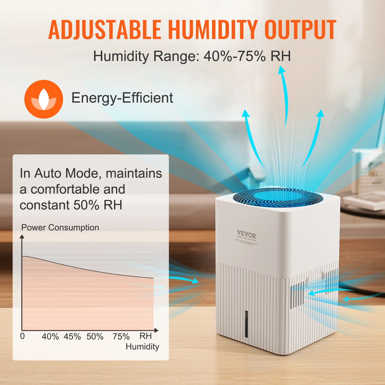 VEVOR Evaporative Humidifiers Mist-Free Cool Moisture Humidifier&Air Purifier for Whole House up to 473.6 sqft for Bedroom Home 4