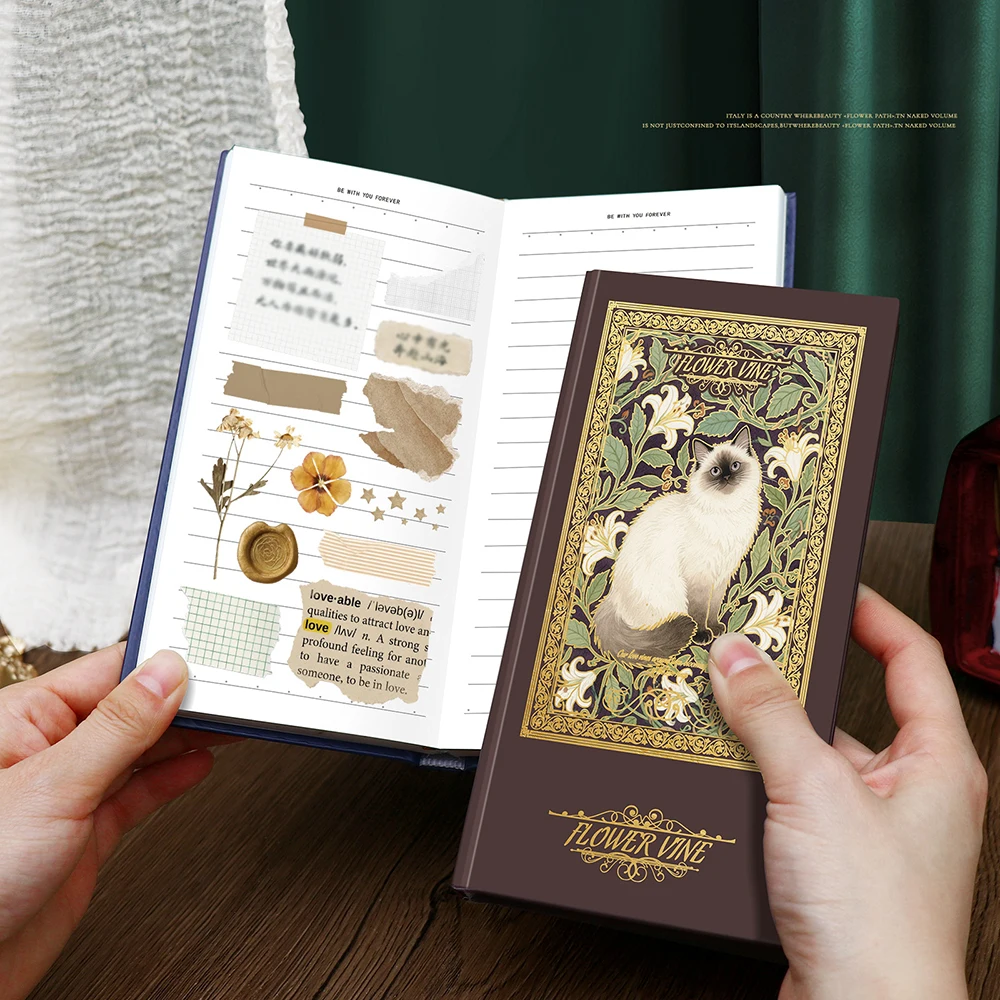 Vintage-Inspired Hardcover Notebook with Thick Lined Pages and Compact Design