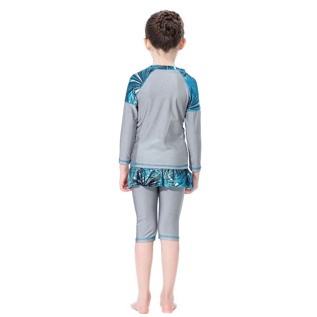 Summer Swimwear for Girls 2-15years Islamic Swimsuits 3pcs Printed Modest Arab Islam Beach Wear Kids borkinis Muslim Swimming