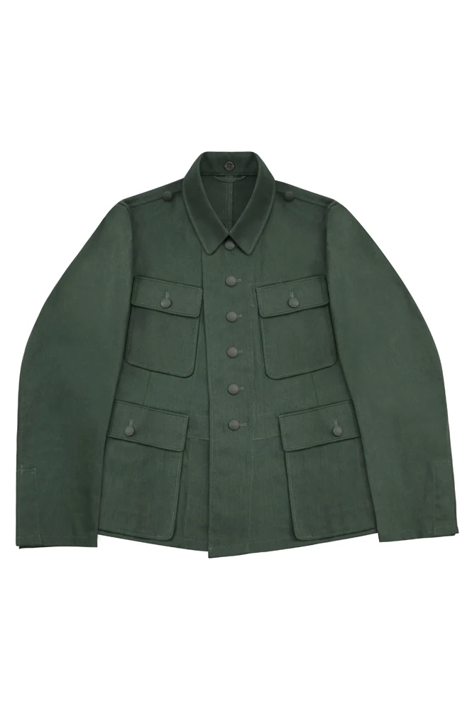 

GUHA-022 WWII Geman Heer M43 EM Summer HBT Reed Green Field Tunic