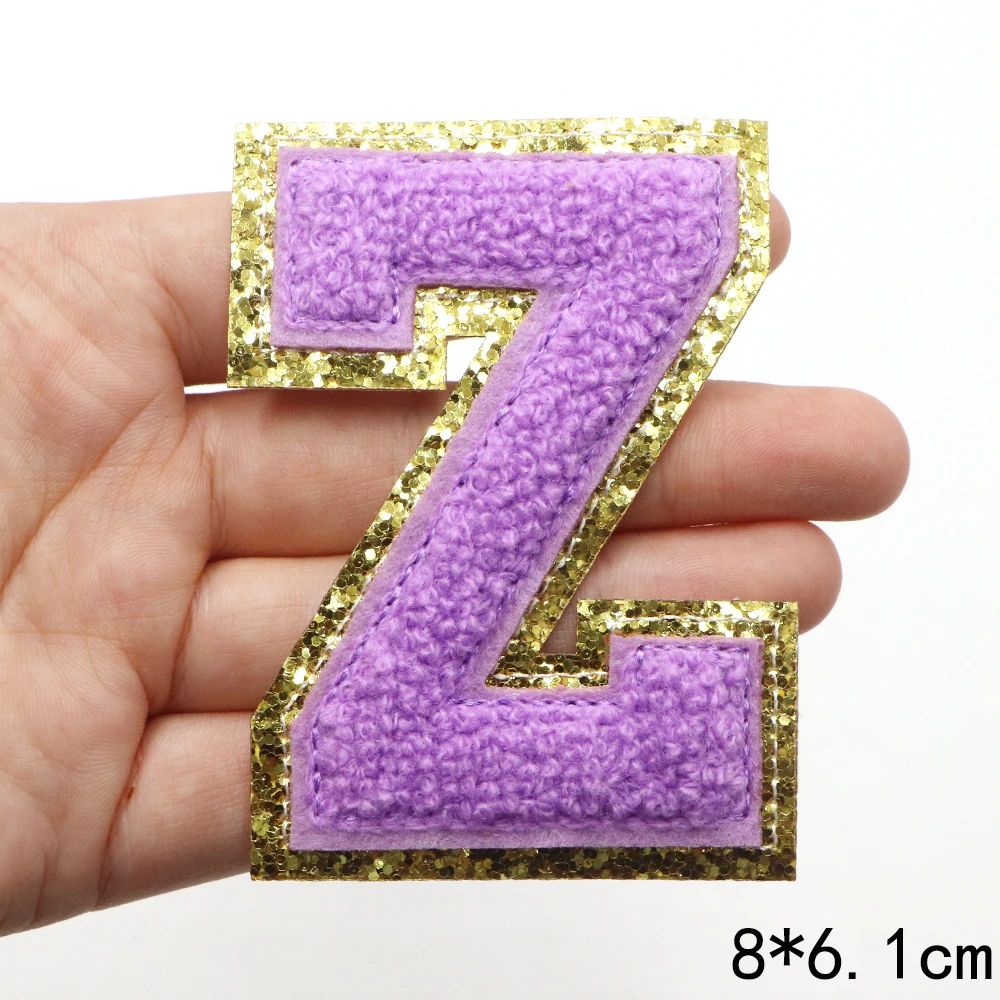 1 Stück 80 mm lila A-Z Englisch Chenille bestickter Aufnäher zum Aufbügeln für Kleidung, Taschen, DIY-Namensschild, Alphabet-Patches, Dekoration – Detail 29