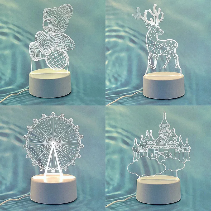 

Акриловая светодиодная лампа, 3D, USB, для украшения на День святого Валентина, романтические подарки, свадебные украшения, Детская прикроватная лампа