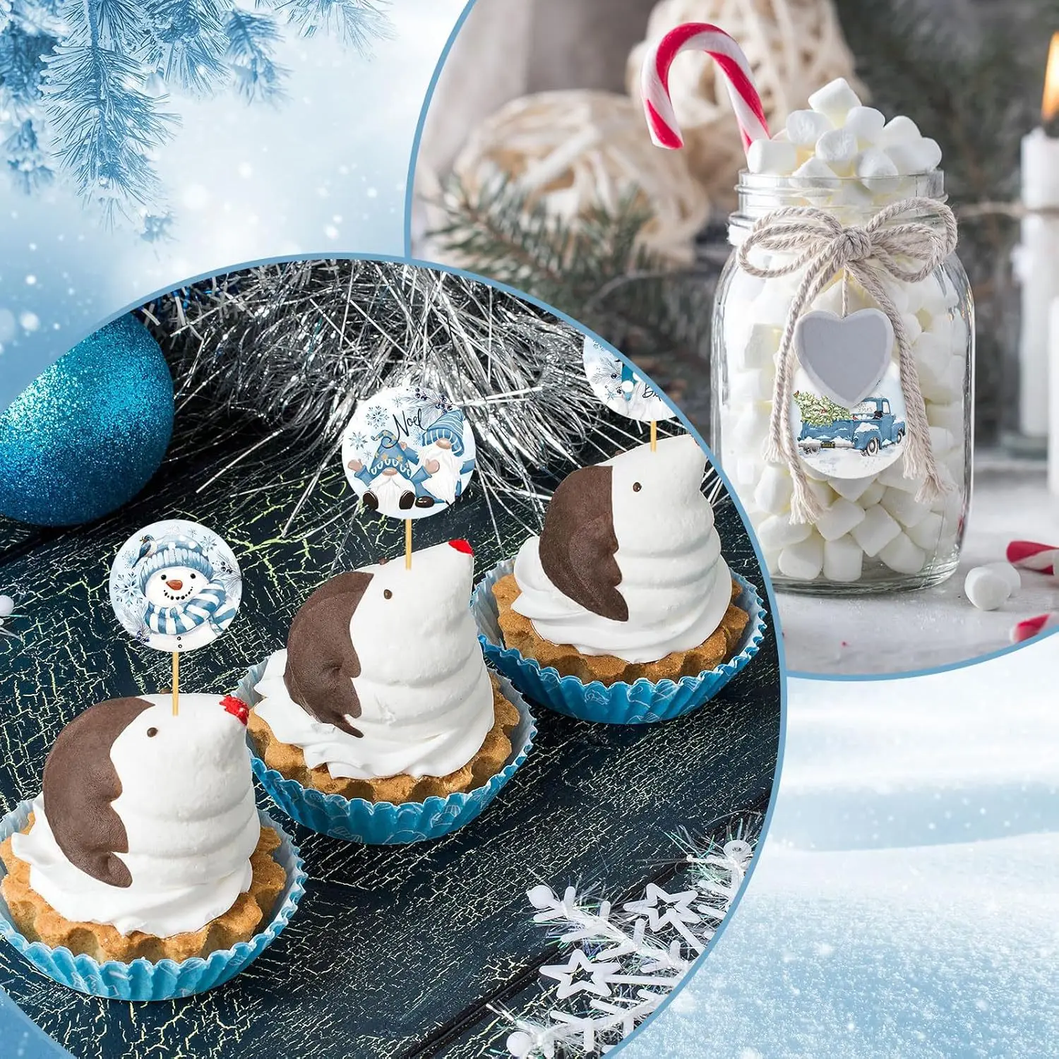 500pcs/roll Blue Snowflake Merry Christmas Sticker Gift Envelope Sealing Label Decoration Stationery Sticker 2.5cm