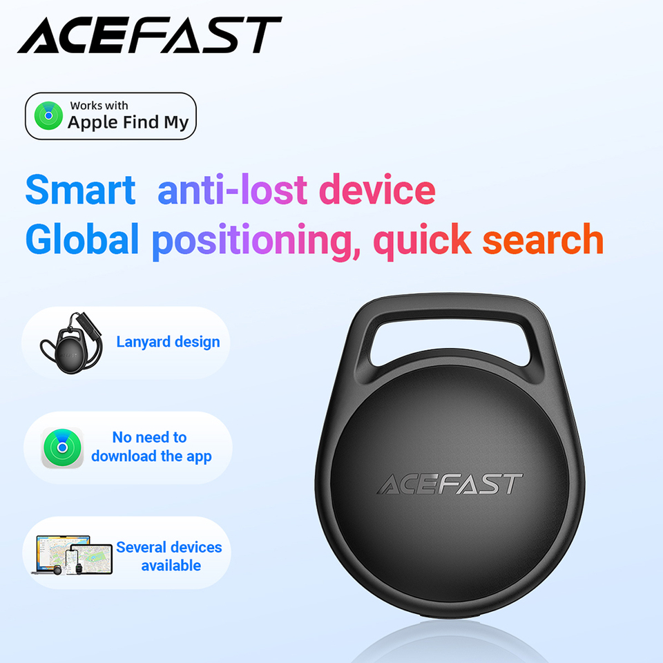 ACEFAST Smart Tag Work with Find My App For iPhone 12 13 14 15 16 Portable GPS Locator Tracking Device For Pet Key Anti lost Tag