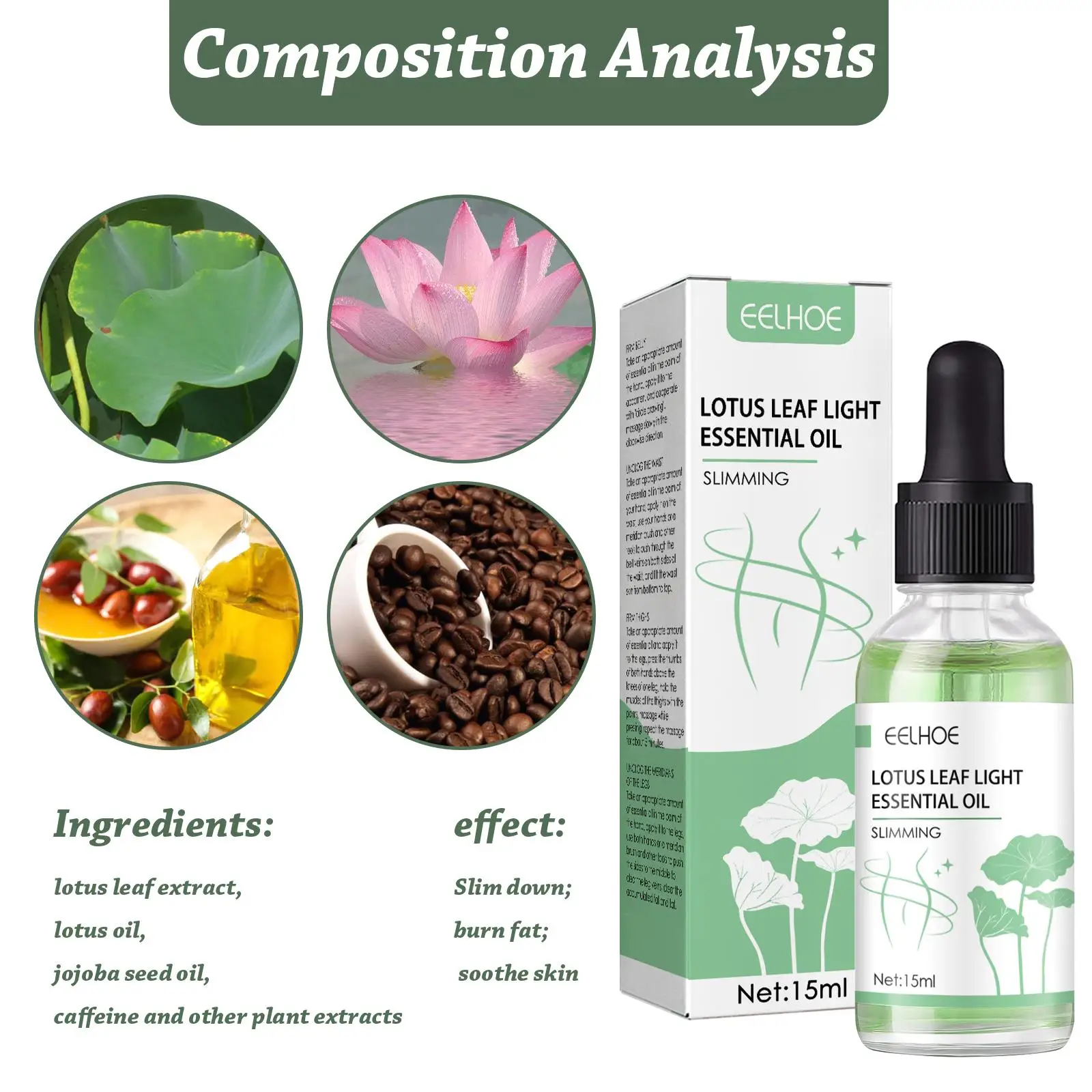Lotus Leaf Slimming Essential Oil, Massage Tighten Shaping Slimming Body Essential Oil