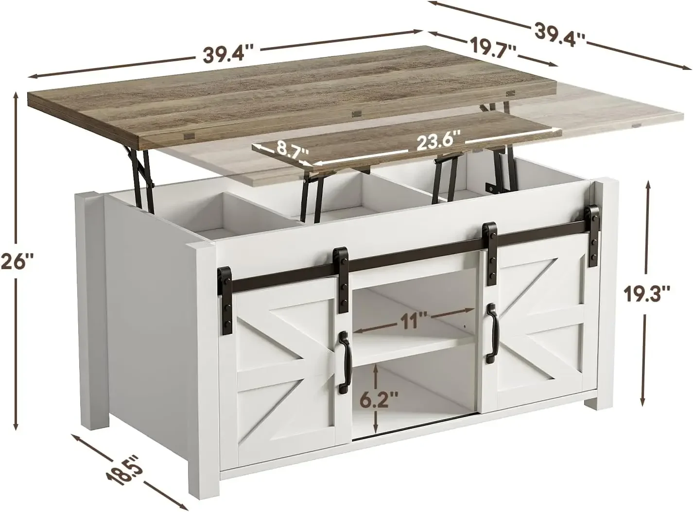 Coffee Table Lift Top, 4 in 1 Multi-Function Convertible Coffee Table with Hidden Compartment 3