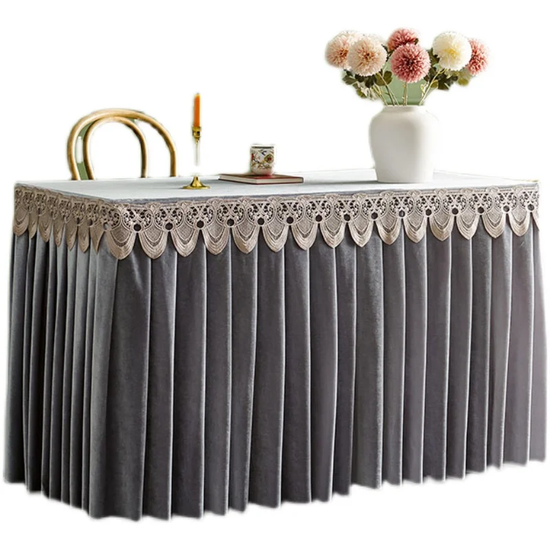 Thickened Velvet Table Skirt Tablecloth Hotel Conference Buffet Event Convention Sign-in Table Cloth Skirt