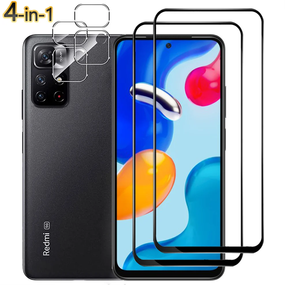 

4-in-1, Tempered Glass + Camera Film for Redmi Note 11S 4G 6.43" Protective Glass Redmi Note 11 Xiaomi Note11S Screen Protector