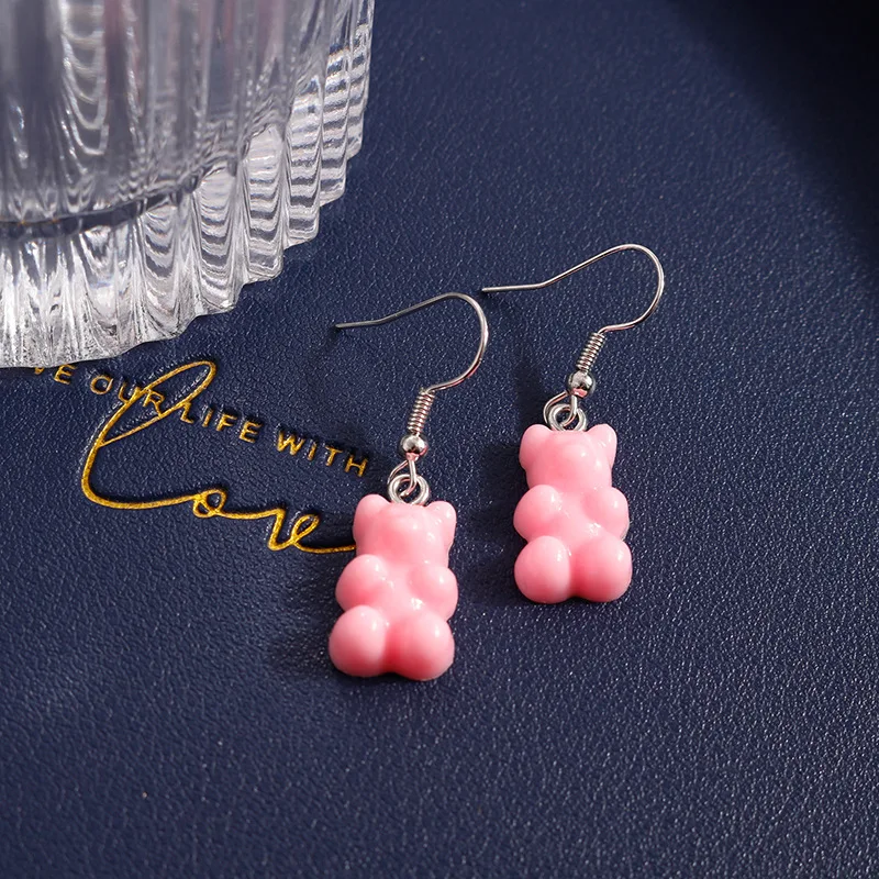 Cartoon Gummibärchen Ohrhänger für Frauen, Harz-Ohrringe in Bonbonfarben, Tier-Hängeohrringe für Mädchen, Party- und Urlaubsschmuck, Geschenke – Detail 20