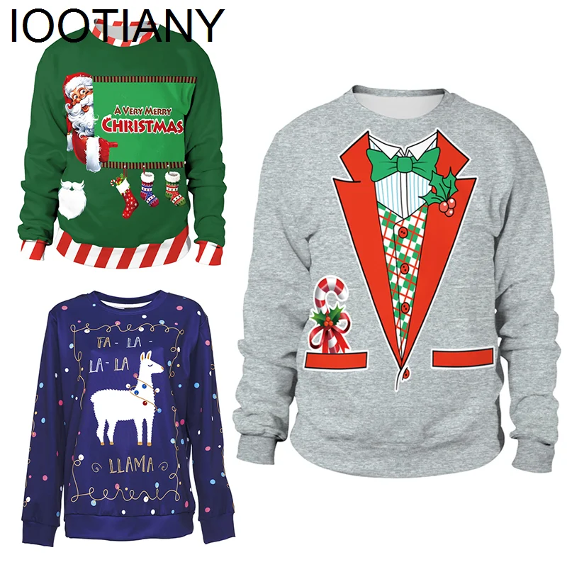 

IOOTIANY Ugly Christmas Sweater For Gift Pullover Top Casual Loose Jerseys Long Sleeve O-Neck Sweaters Autumn Winter Clothing