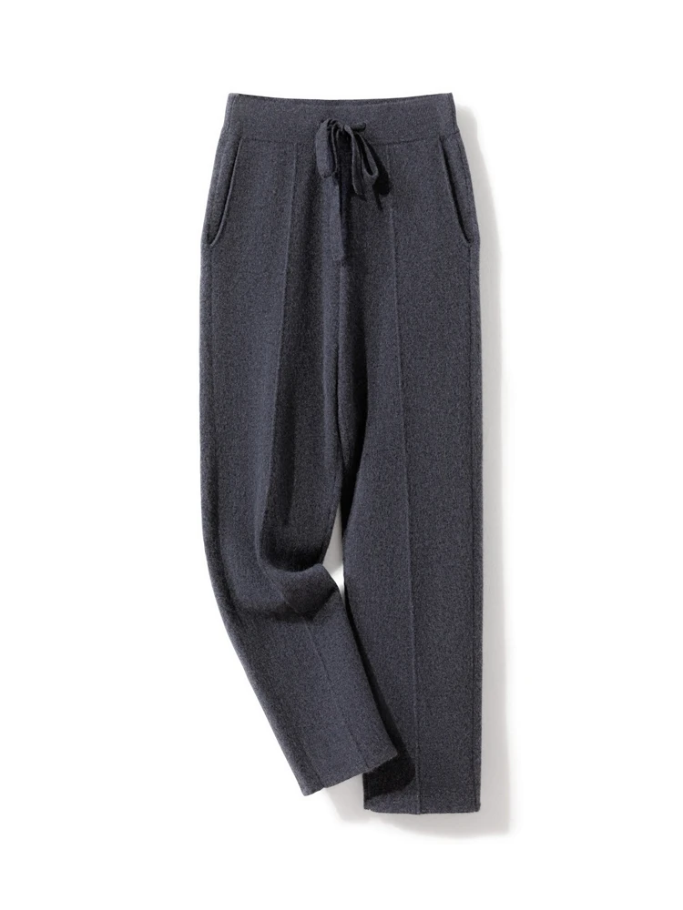 High Quality Men's Straight-Leg pants Pure Cashmere Autumn Winter Cashmere knitted Pants Soft Casual Comfortable Trousers
