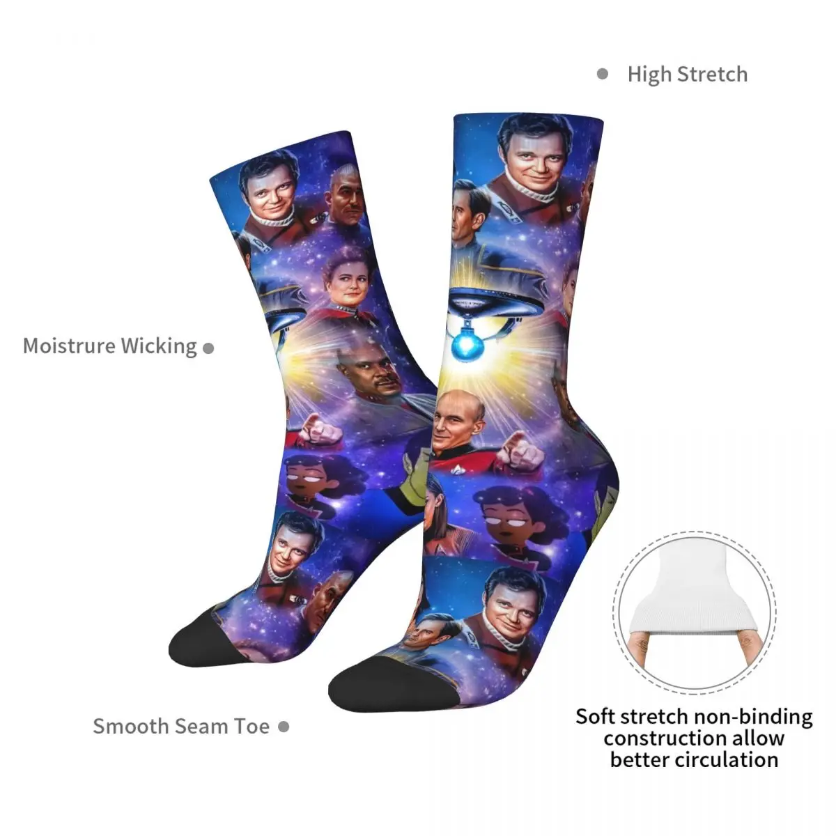Stellar Starfleet Inspired Trendy Socks – Warm, Soft, Non-Skid Cycling Stockings