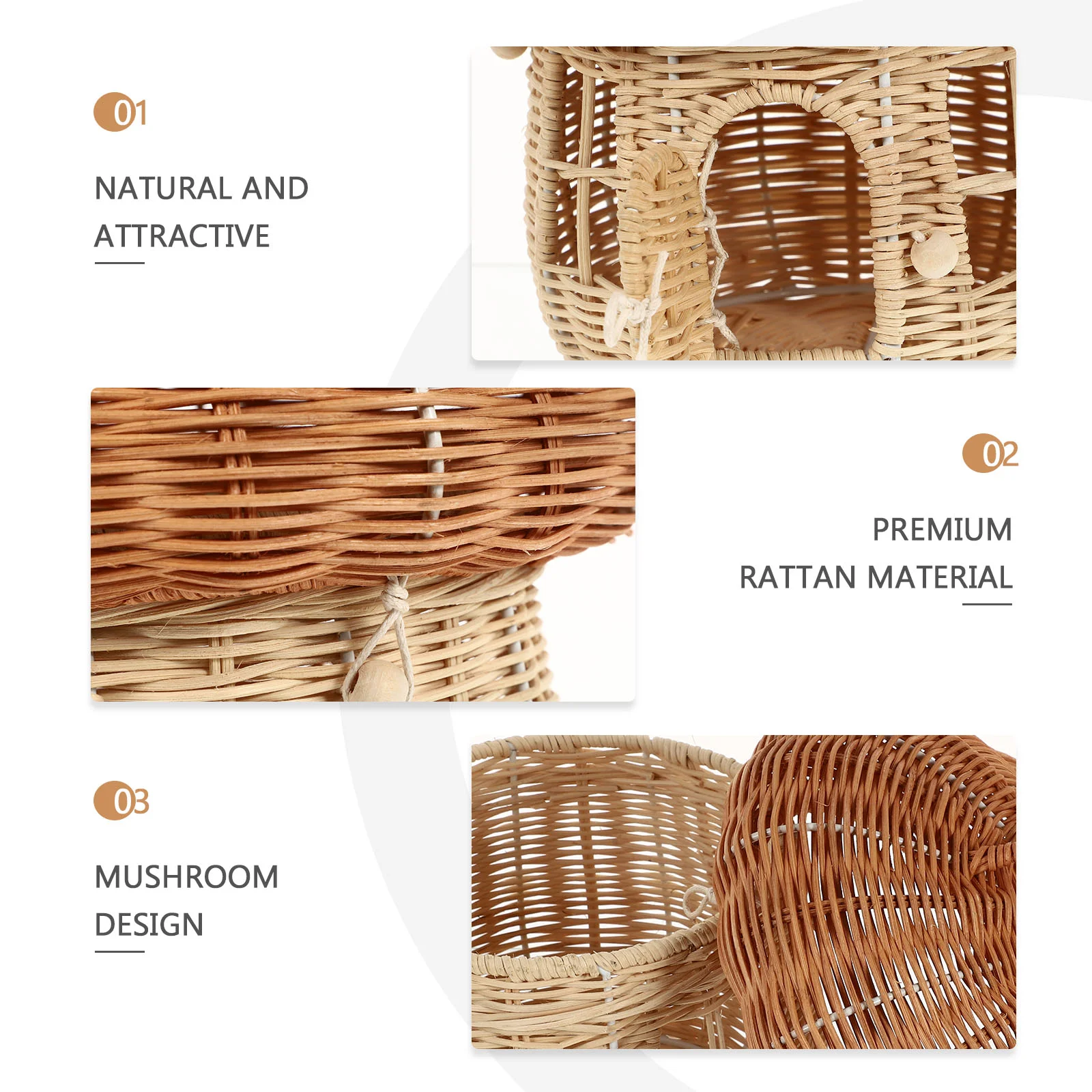 Rattan Mushroom Basket Woven Storage Bins Portable Desktop Adornment Trash Can Shape Photo Prop Containers Home ganization 2