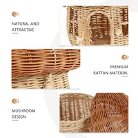 Rattan Mushroom Basket Woven Storage Bins Portable Desktop Adornment Trash Can Shape Photo Prop Containers Home ganization 2