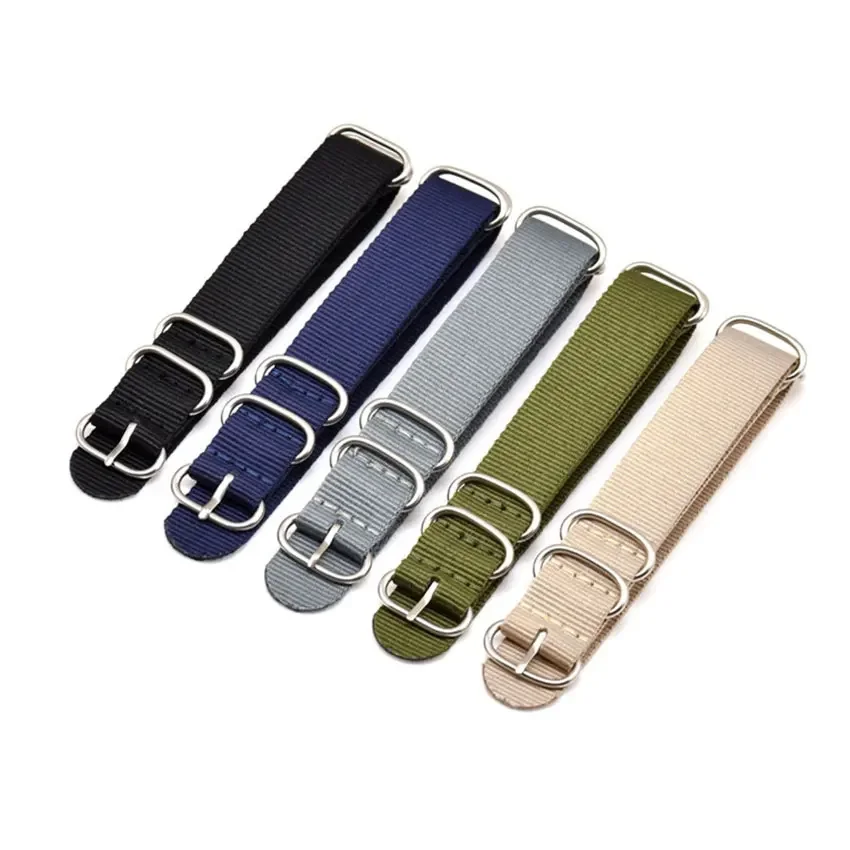 Durable Military-Grade Woven Nylon Watch Strap with Black Buckle