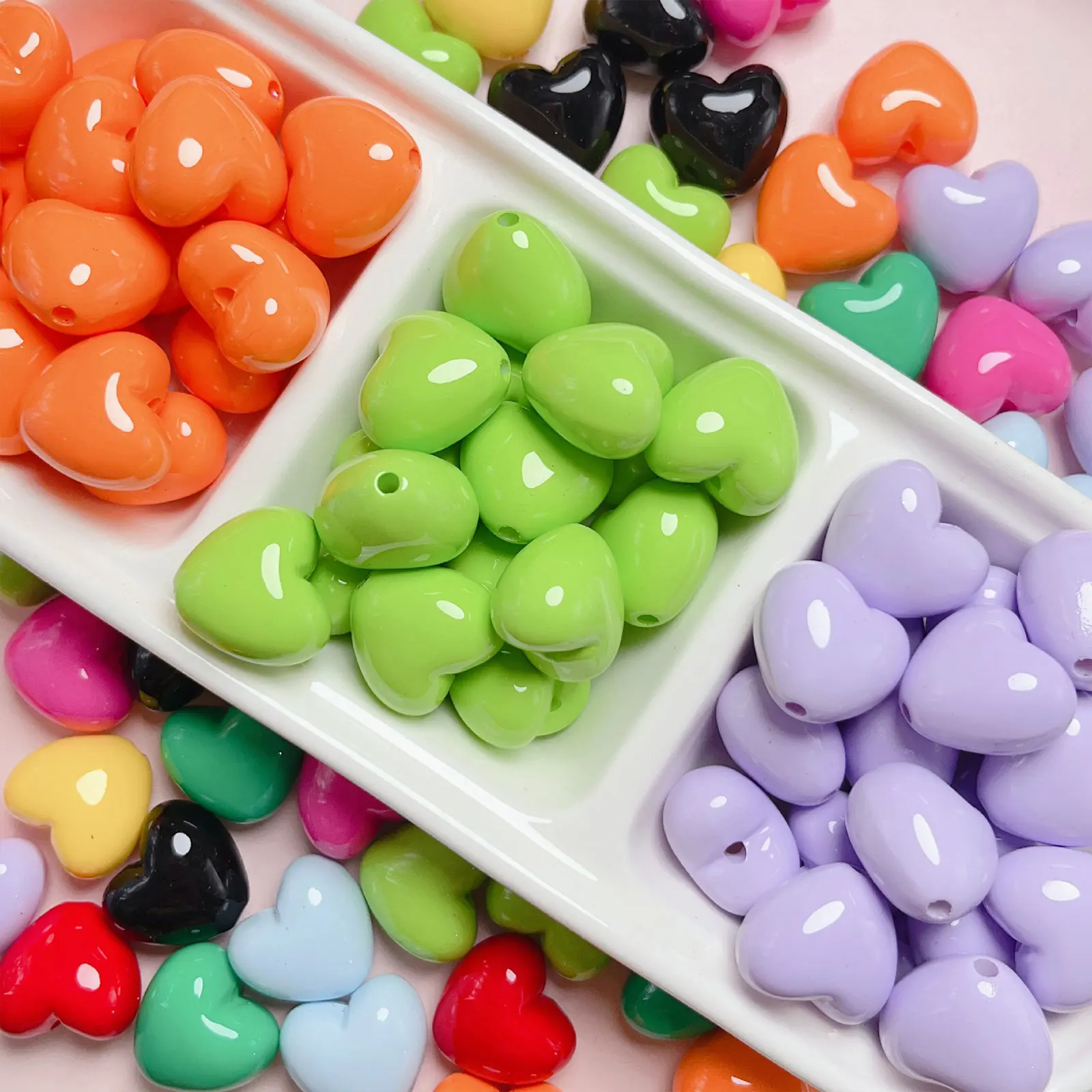 Colorful Love Heart Beads for DIY Jewelry and Accessories