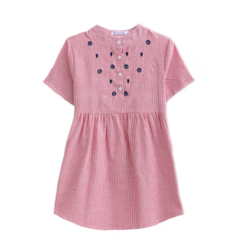 Maternity Woman Summer Long Loose Stripe Shirts Fashion Stripe Embroidery O-Neck Cotton And Linen Blouse Pregnant Woman Clothes 6