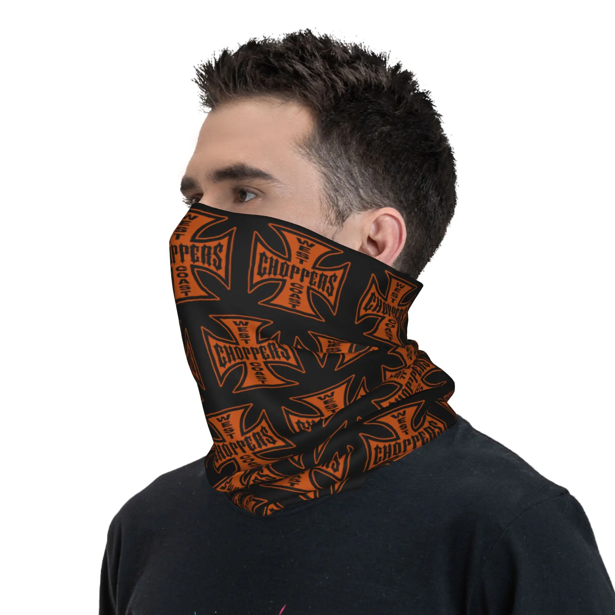 West Coast Iron Cross C-Chopperes Bandana Neck Gaiter Windproof Face Scarf Cover Women Men Headband Tube Balaclava
